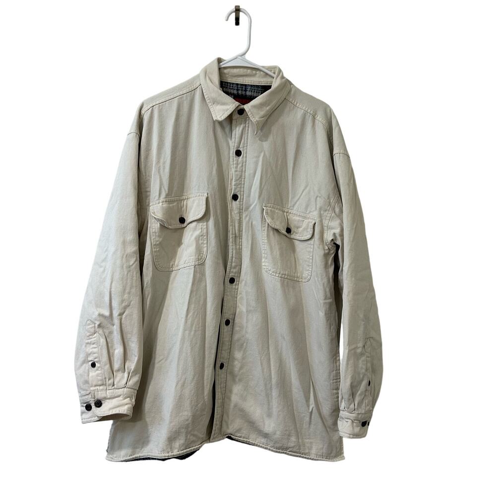 Wolverine VTG Mens Size Large Khaki Plaid Lined Button Down Chore Jacket Shacket